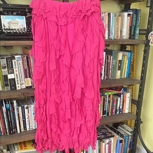J.Crew Collection limited-edition Barbie Pink ruffle maxi skirt.